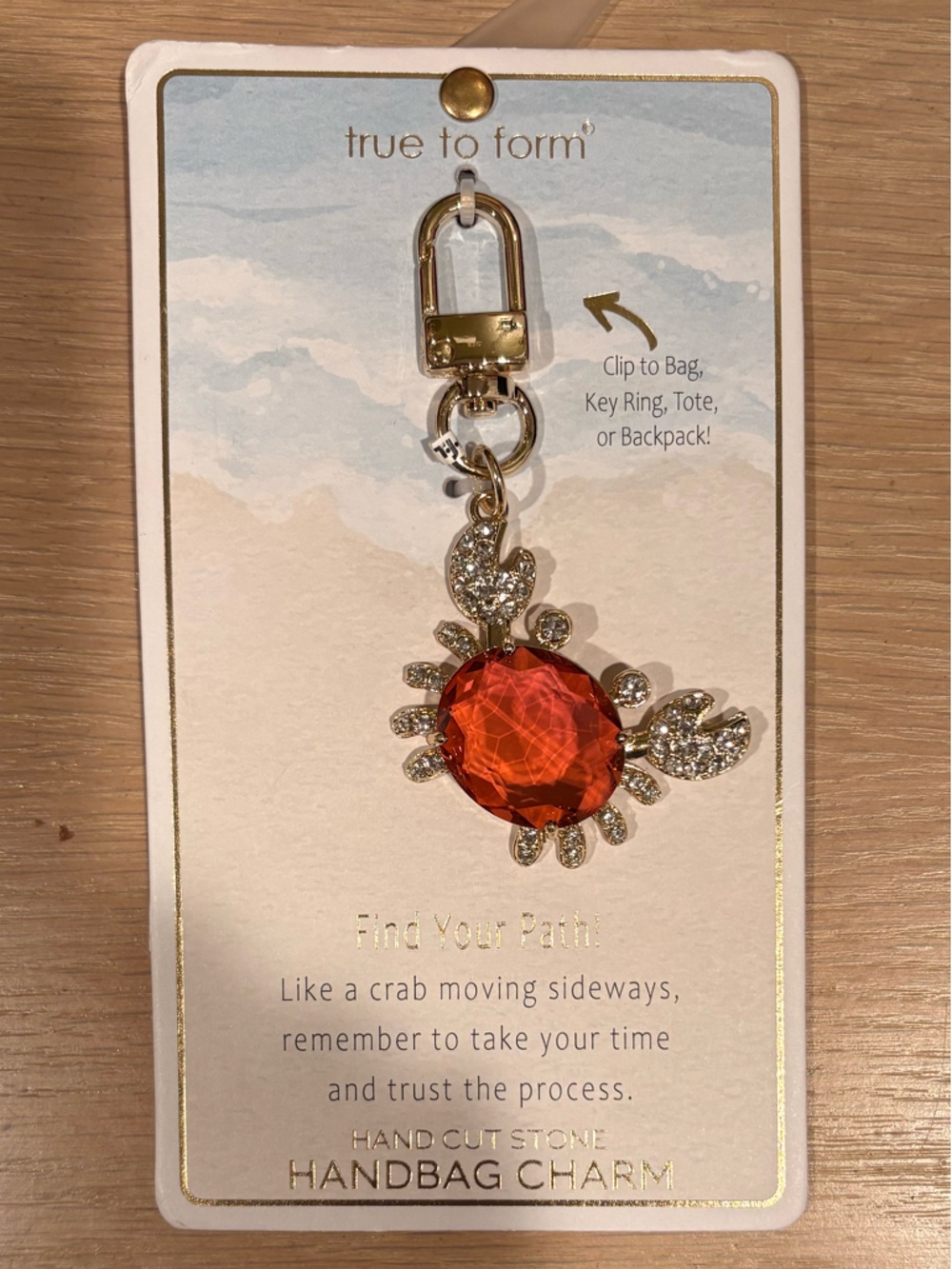 true to form Red Crystal Crab Handbag Charm